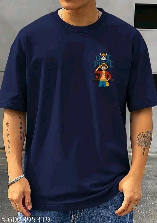 Men's Cotton Blend Oversized T-Shirt - Anime One Piece Print