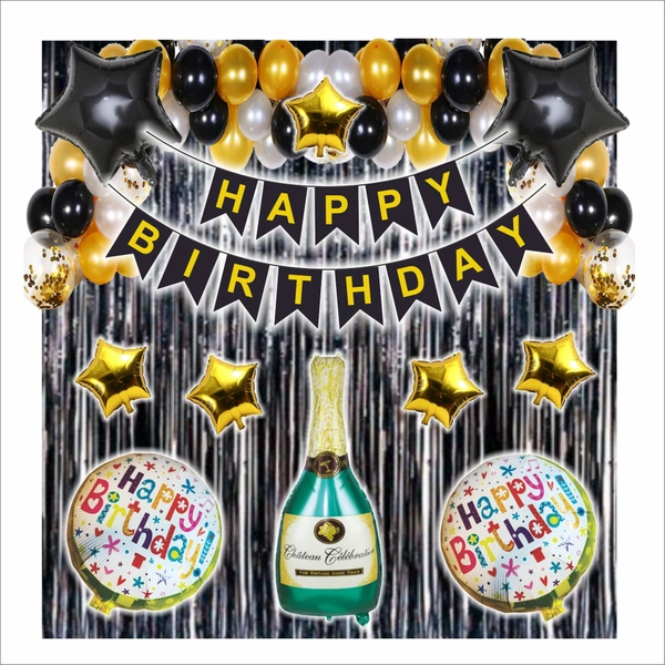 Black & Gold Birthday Decoration Kit