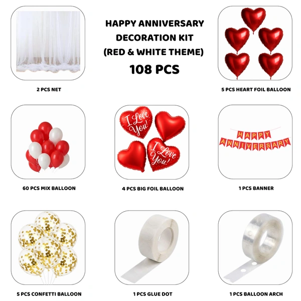 Anniversary Decoration Kit – Red & White Theme