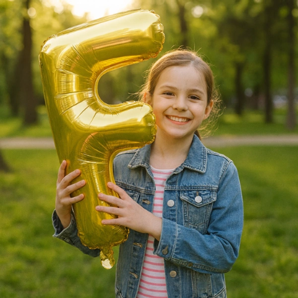 14 Inch Golden Letter “F” Foil Balloon