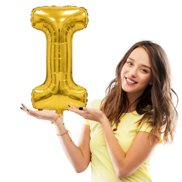 14 Inch Golden Letter “I” Foil Balloon