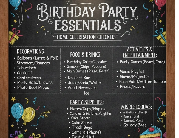 Complete Checklist of Birthday Party Items for Home Celebrations