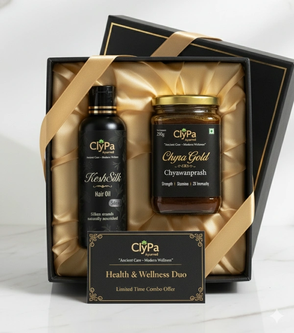 ClyPa Ayurveda Wellness Combo Pack - Hair Strength Oil + Traditional Chyawanprash for Inner Vitality