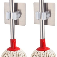 Mop And Broom Holder Adhesive On Wall Three Piece Set