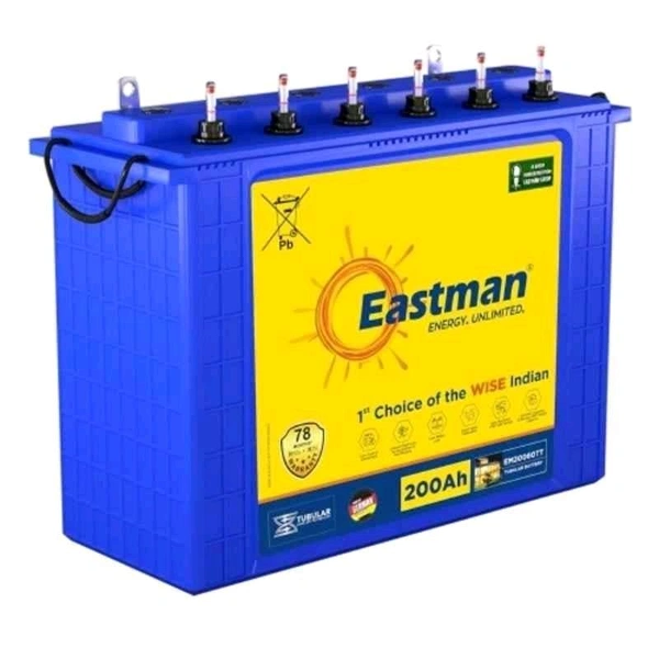Eastman EM20060TT 200Ah Tall Tubular Inverter Battery with 78 (36+24) Months Warranty for Home & Office Without Installation