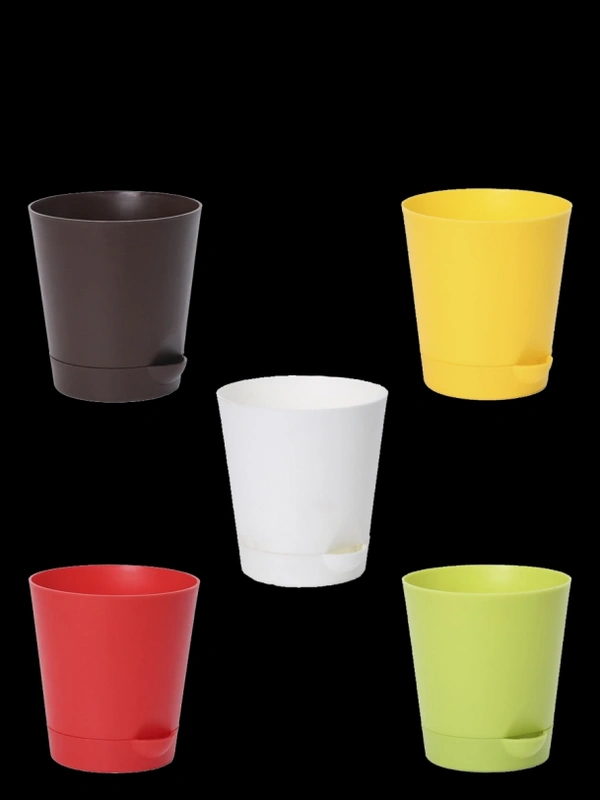 Self Watering Pots ( Set Of 5 )  - mixed colours , 6 inch 