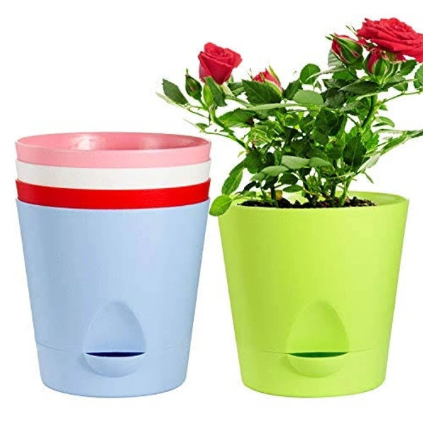 Self Watering Pots ( Set Of 5 )  - mixed colours , 6 inch 