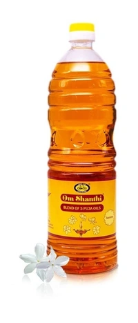 Cycle Pure Om Shanthi Puja Oil | Smokeless Oil for Puja, Festivals, Havan|1L 