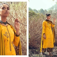 Beautifull jam Cotton Suit With Semi Pure Dupatta & Printed Bottom 