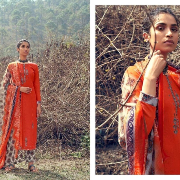 Beautifull jam Cotton Suit With Semi Pure Dupatta & Printed Bottom 