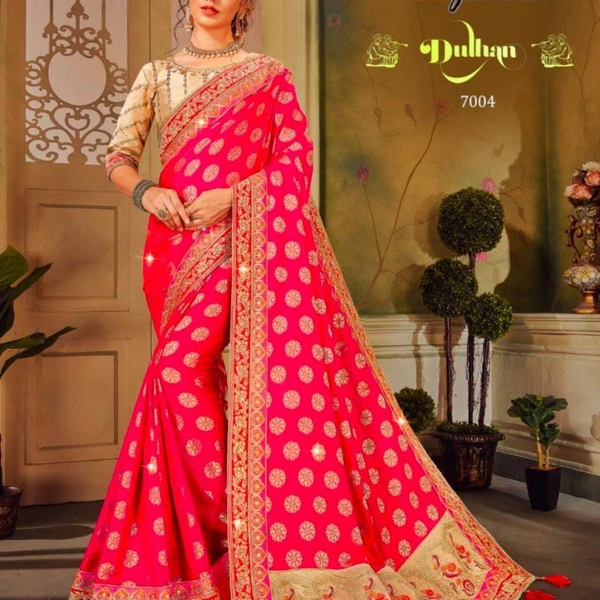 Designer Brocket Silk Saree With Designer Blouse 
