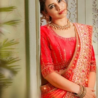 Designer Brocket Silk Saree With Designer Blouse 