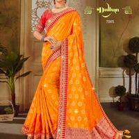 Designer Brocket Silk Saree With Designer Blouse 