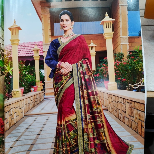 Printed Vichitra Silk Saree 
