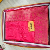 Plain Border Saree Vichitra Silk With Brocket Blouse