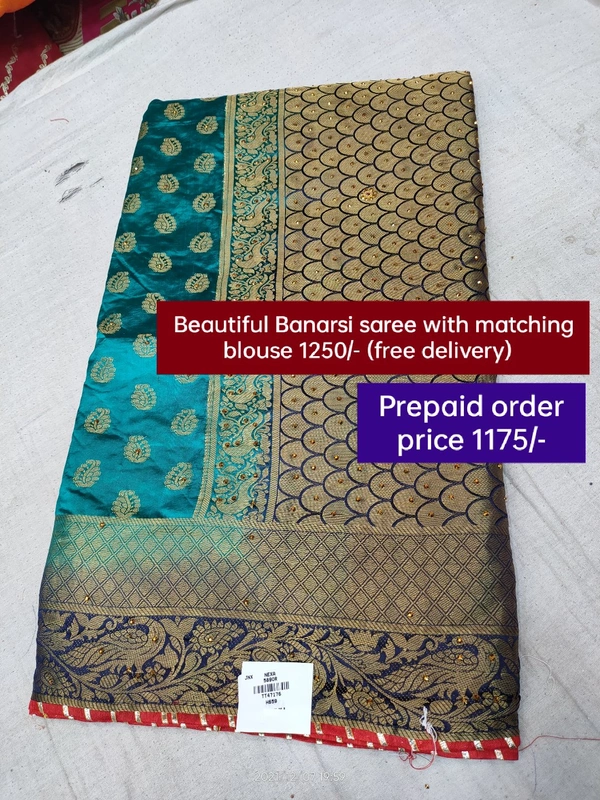 Rose Banarsi Silk Saree With Full Piping