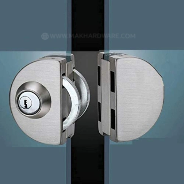 Stainless Steel Lock For Glass Door Thickness 10 mm to 12 mm Having 3 Ultra Keys Out side & Knob Inside With Screws Satin Finish Pack Of 1 Set (GLASS TO GLASS)