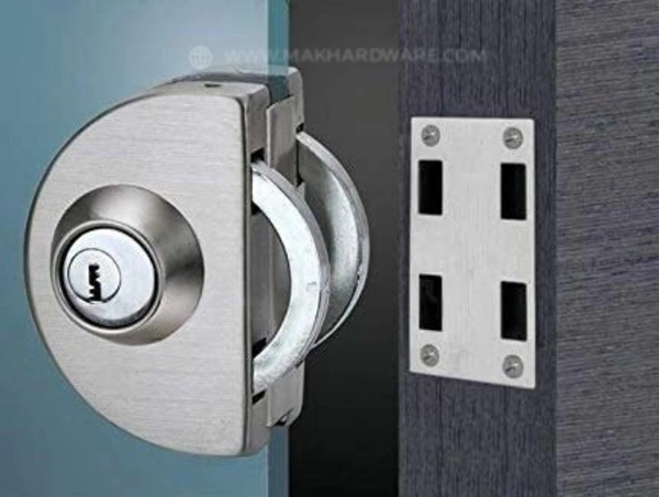 Stainless Steel Lock for Glass Door Thickness 10 mm to 12 mm Having 3 Ultra Keys Out Side & Knob Inside with Screws Satin Finish Pack of 1 Set (Glass to Wall Or Wood)