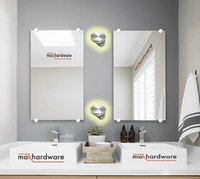 MAK HARDWARE BRASS Glass Half Round Mirror Holder Bracket / Mirror DHABI / Mirror Clips / Mirror Mounting Clips, Mirror Brackets Hardware, Wall Mirror Mounting Brackets, Mirror Glass Clips Clamps Holders Fixed Fitting - 4mm