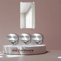 MAK HARDWARE BRASS Glass Half Round Mirror Holder Bracket / Mirror DHABI / Mirror Clips / Mirror Mounting Clips, Mirror Brackets Hardware, Wall Mirror Mounting Brackets, Mirror Glass Clips Clamps Holders Fixed Fitting - 4mm