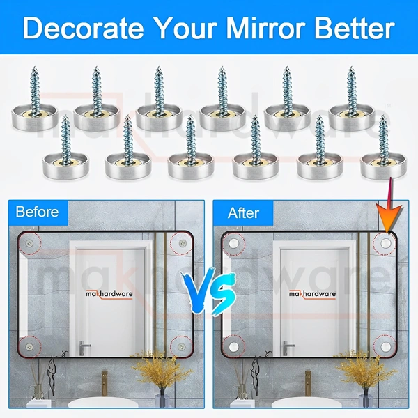 MAK HARDWARE S.S. Round Mirror Cap/Screws Cap Cover/Nails Decorative/Mirror Nail Decorative Cover - 17mm
