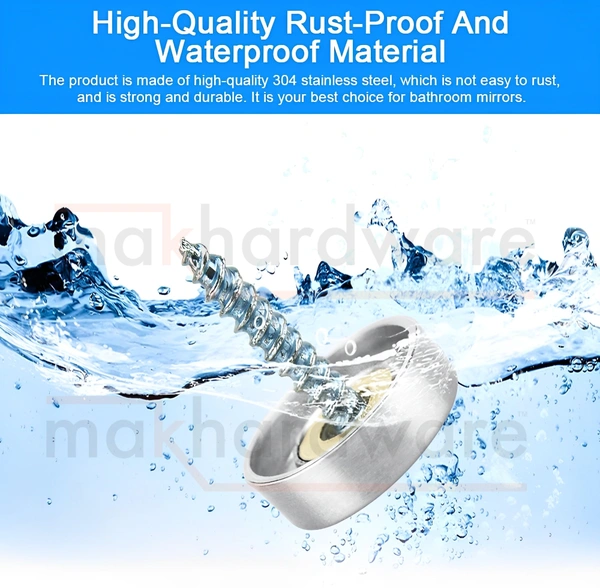 MAK HARDWARE S.S. Round Mirror Cap/Screws Cap Cover/Nails Decorative/Mirror Nail Decorative Cover - 17mm