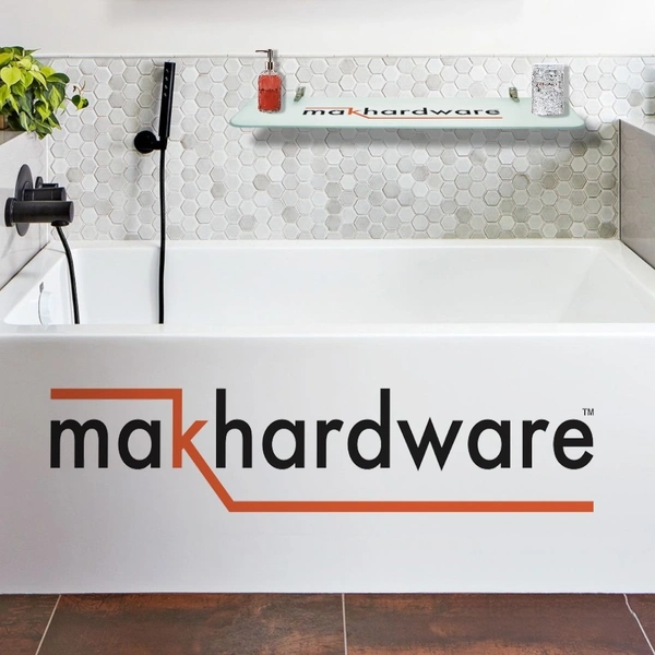 MAK HARDWARE Steel F Type Rectangle Glass Shelf F Bracket 12 Inches 8 MM Silver - 12 inch. Glass 8mm
