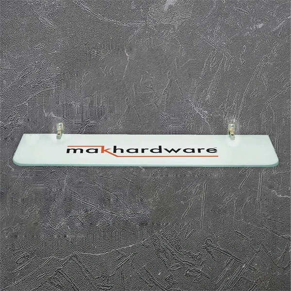 MAK HARDWARE Steel F Type Rectangle Glass Shelf F Bracket 10 Inches 12 MM Silver - 10 inch. Glass Size 12mm