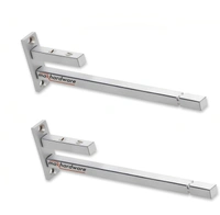 MAK HARDWARE Steel F Type Rectangle Glass Shelf F Bracket 10 Inches 6 MM Silver - 10 inch. Glass Size 6mm