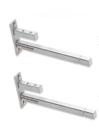 MAK HARDWARE Stainless Steel Glass Shelf Bracket F Type Square 6 Inches::8 mm 10.16cm X 5.08cm Shelf Bracket (Stainless Steel) - 6 inch. Glass 8mm