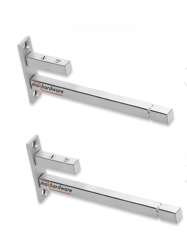 MAK HARDWARE Stainless Steel Glass Shelf Bracket F Type Square 6 Inches::8 mm 10.16cm X 5.08cm Shelf Bracket (Stainless Steel) - 6 inch. Glass 8mm