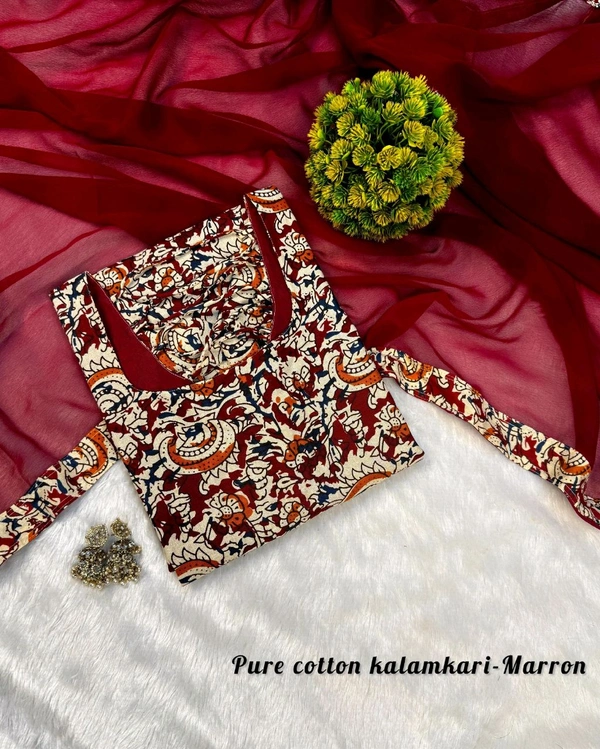Thooriga - Pure Cotton Kalamkari Kurti Set - XXL, Maroon