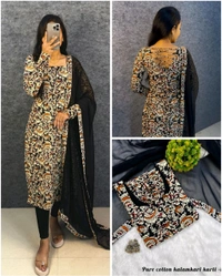 Thooriga - Pure Cotton Kalamkari Kurti Set - 3XL, Black