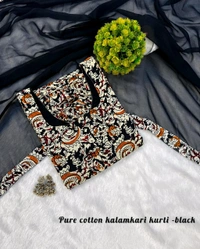 Thooriga - Pure Cotton Kalamkari Kurti Set - 3XL, Black