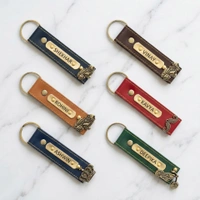 Personalized Leather keychain with name and charms