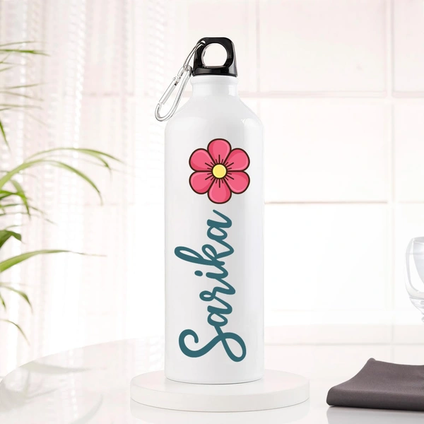 Personalized Name With Flower Bottle