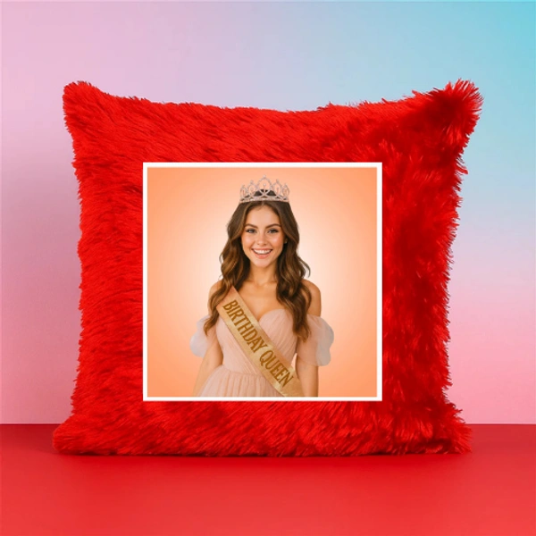 Personalized Fur Cushion For Birthday Queen