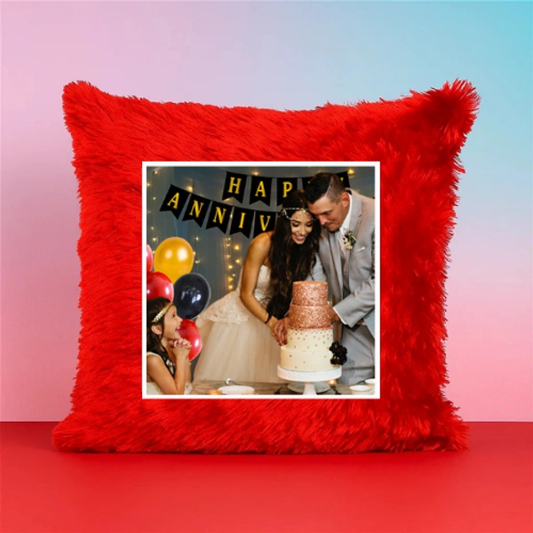 Personalized Fur Cushion For Anniversary