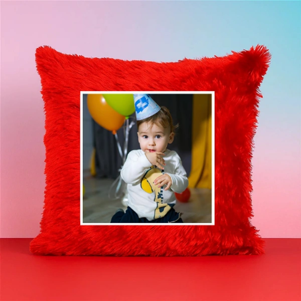 Personalized Fur Cushion For Birthday Kid