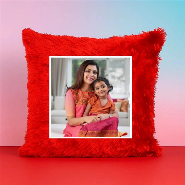 Personalized Fur Cushion For Mother Daughter