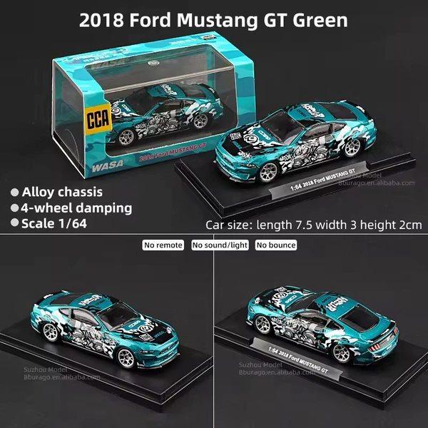 CCA 2018 Ford Mustang GT Green 1:64 Scale Diecast (With Acrylic Case) - Officially Licensed