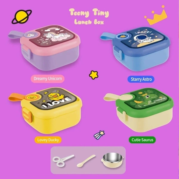 Teeny Tiny Kids Lunch Box with Spoon & Bowl - Leak-Resistant - 750 ml