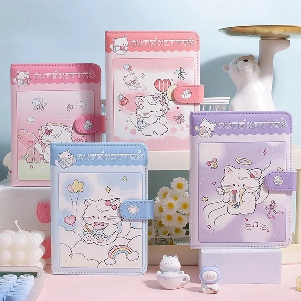 Cute Kitten Printed Leather Cover Pocket Notebook B6 (1 Piece, Random Design)