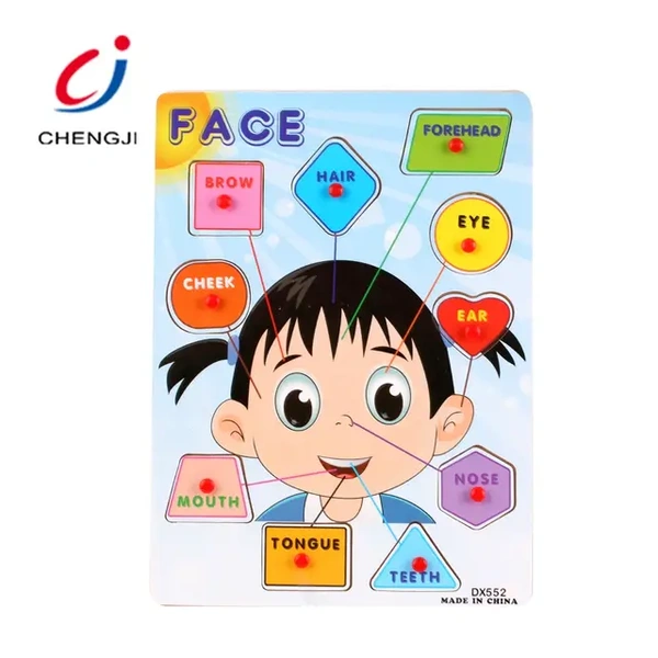 Wooden Face Parts Educational Puzzle Board