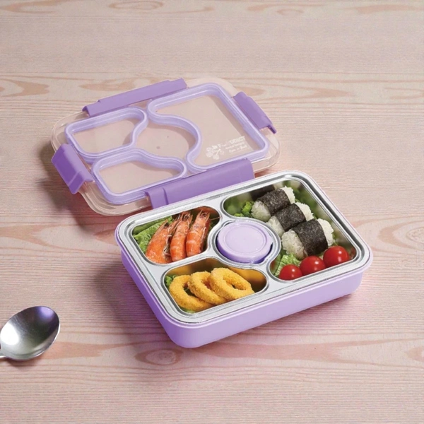 Premium Stainless Steel Lunch Box with Compartments BPA-Free - 950ml + 70ml (1 Piece, Random Color)
