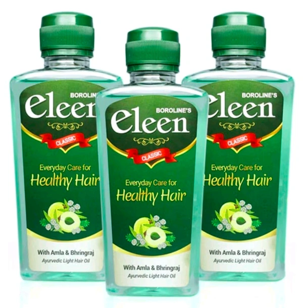 BOROLINE Eleen Classic Herbal Light Hair Oil 200 ml X 3 | With Amla & Bhringraj | Best Hair Growth & Anti Dandruff Hair Oil | Reduces Hair Fall | For Men & Women (Pack of 3)