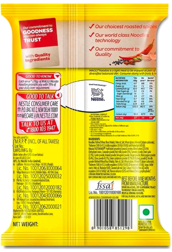 Maggi
Masala Instant Noodles Vegetarian 840 GRAMS (140G*6)
Instant Noodles Vegetarian (6 x 140 g)