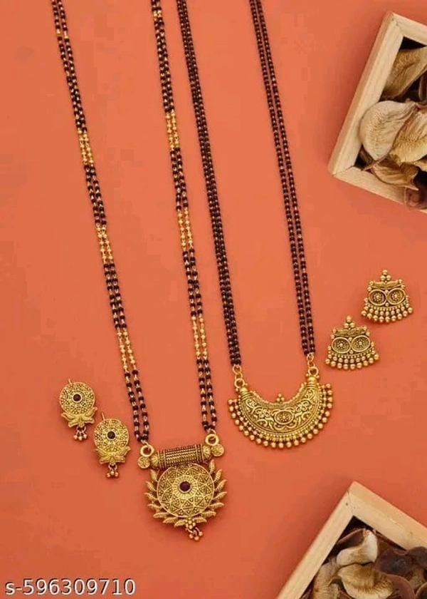The Jess Collection Gold Plated Traditional Mangalsutra with Matching Earrings Daily Wear Set Women,Mongolsutra,Mangalyam,Maangalya Sootram Sutra,Thalikettu,Karwa Chauth,Navratri,Durga Puja,Diwali,Raksha Bandhan,Vat Savitri Vrat,Gangaur,Pongal,Ugadi,Gudi Padwa,Akshaya Tritiya,Chhath Puja,Onam - Free Size, Gold
