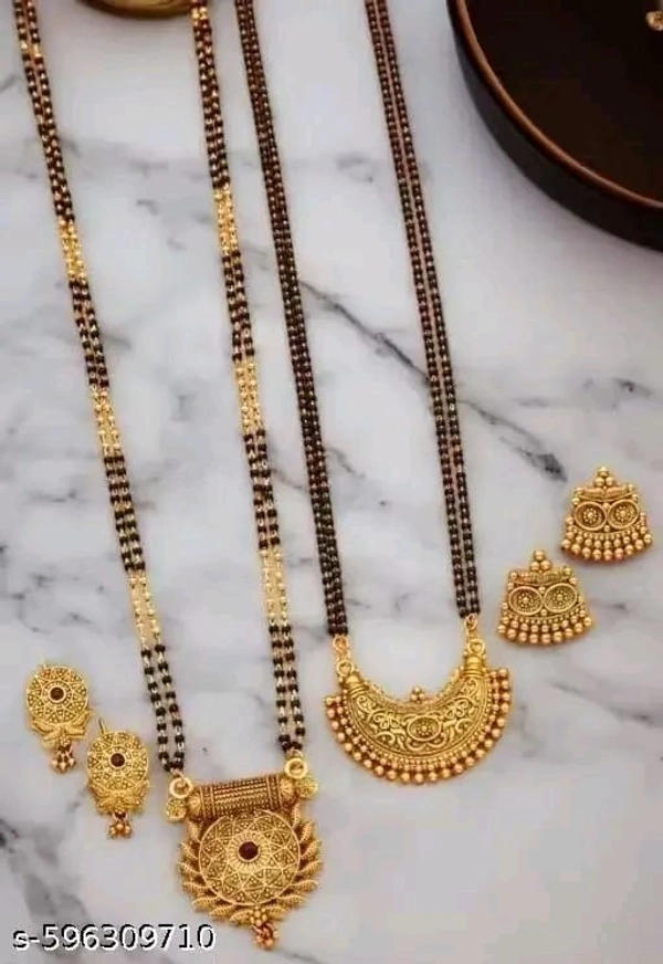 The Jess Collection Gold Plated Traditional Mangalsutra with Matching Earrings Daily Wear Set Women,Mongolsutra,Mangalyam,Maangalya Sootram Sutra,Thalikettu,Karwa Chauth,Navratri,Durga Puja,Diwali,Raksha Bandhan,Vat Savitri Vrat,Gangaur,Pongal,Ugadi,Gudi Padwa,Akshaya Tritiya,Chhath Puja,Onam - Free Size, Gold