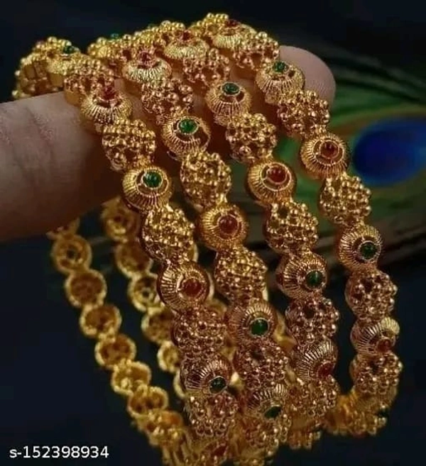Classic Collection of 4Pcs Set of Gold Plated Bangle - 2.2